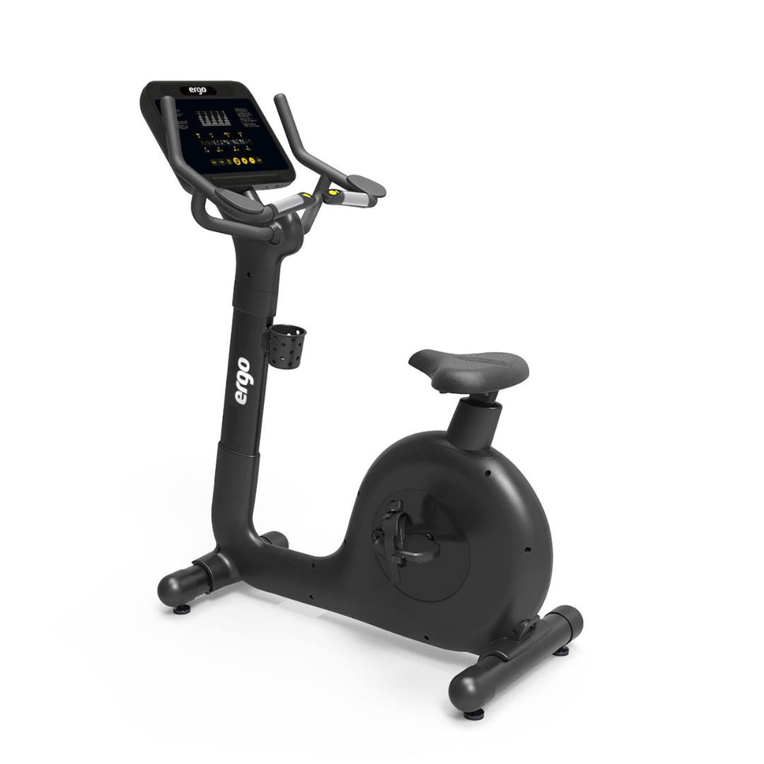 Ergo Fitness A-1200G ergometersykkel med LED-skjerm i helsvart pro-design, utviklet for profesjonelle treningsmiljøer.
