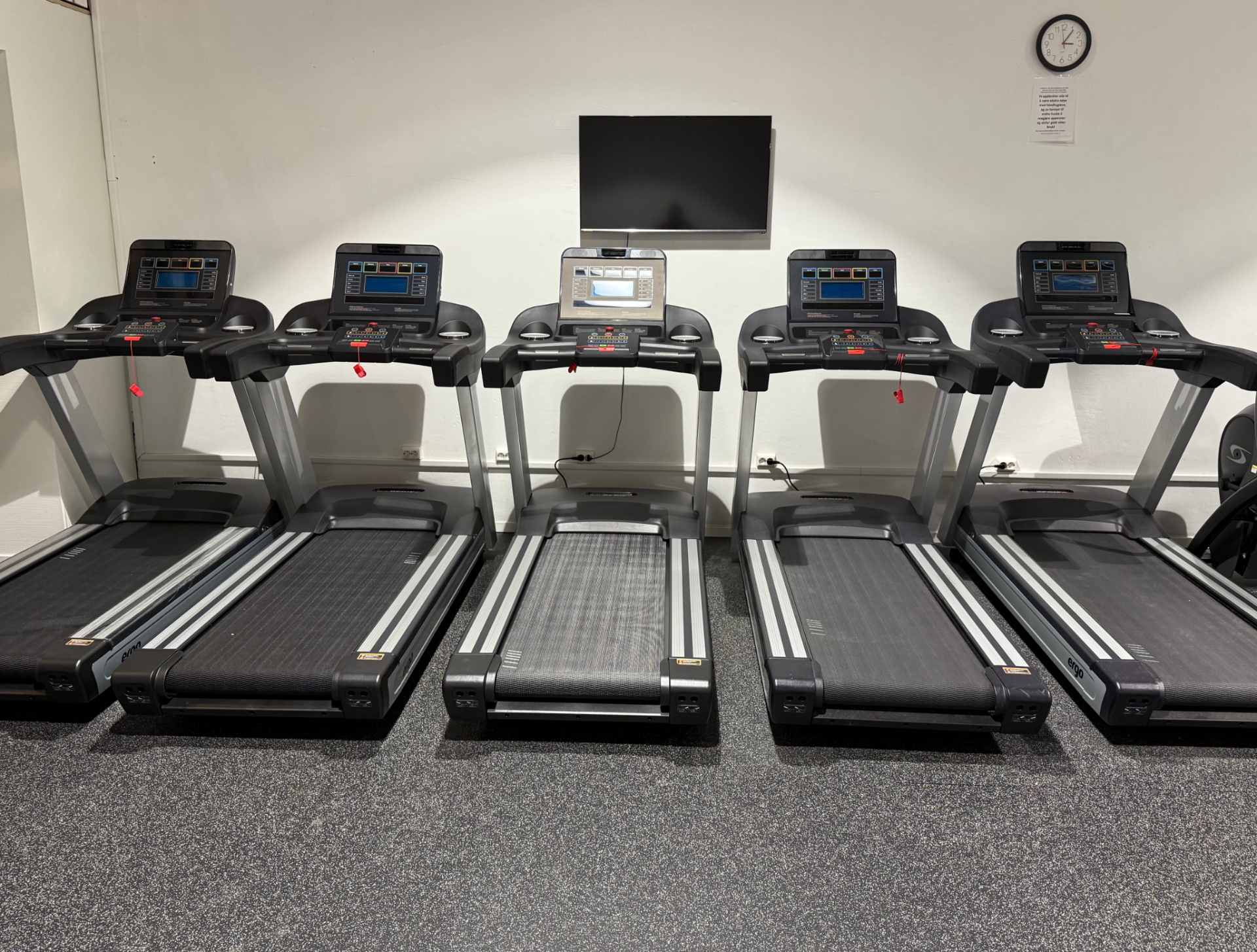 Ergo Fitness TA-790 profesjonelle tredemøller installert i rekke hos treningssenter – til kampanjepris.